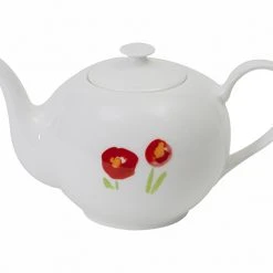 Teekannen Dibbern Impression Mohn Rot Teekanne Rund 1,30ltr.