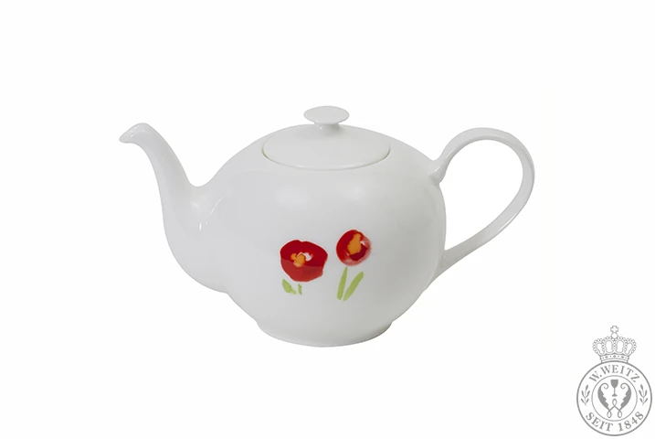Teekannen Dibbern Impression Mohn Rot Teekanne Rund 0,90ltr.